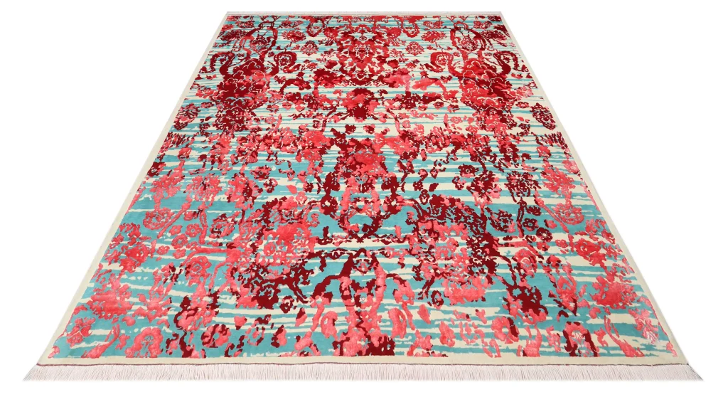 فرش دستباف کرک و ابریشم طرح ترگل 7 متری