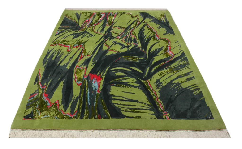 فرش دستباف کرک و ابریشم طرح اوشن