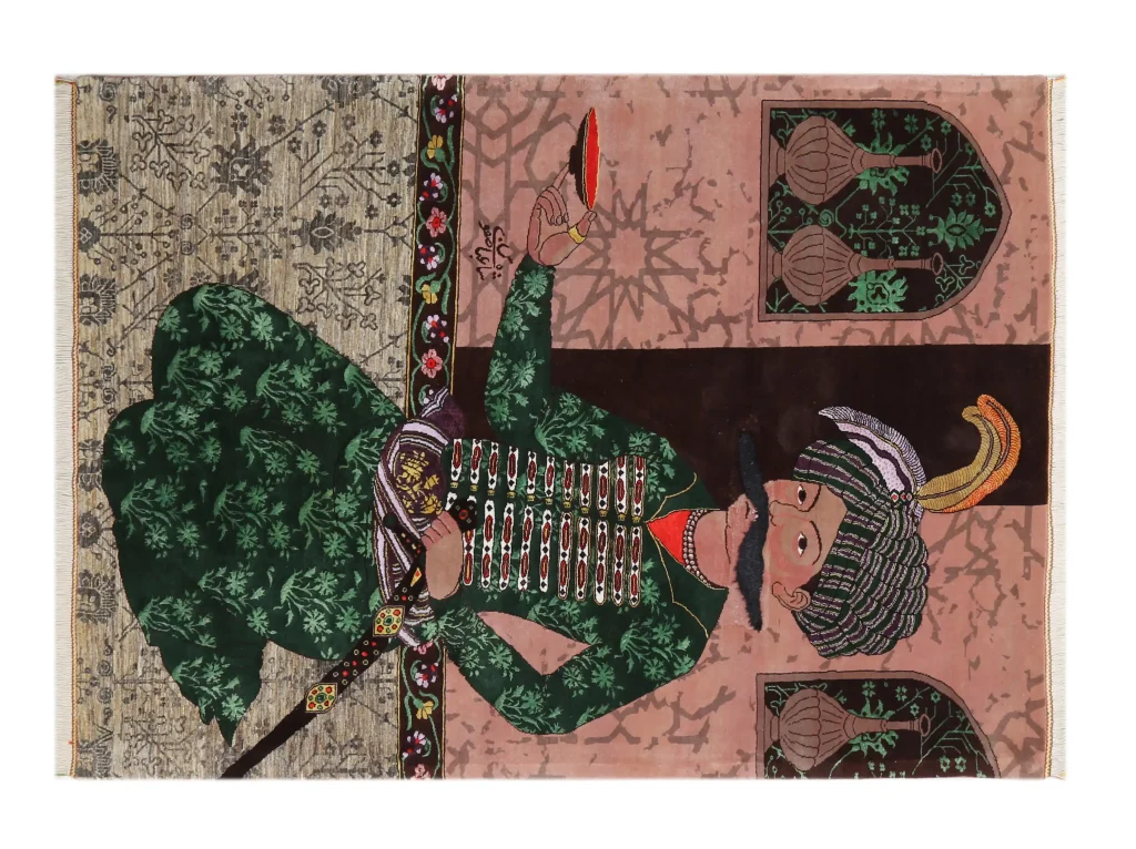 فرش دستباف کرک و ابریشم طرح شاه‌عباس