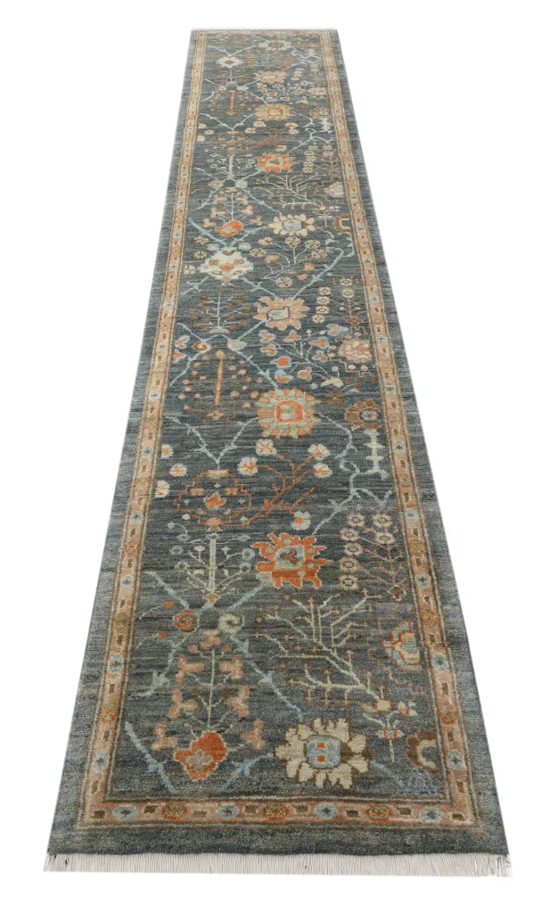 رانر دستبافت تبریز زیتونی طرح شکوفه