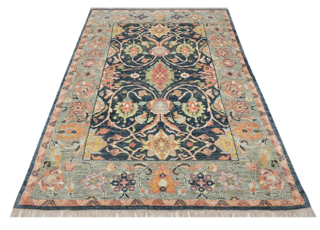 فرش دستباف تبریز طرح هرمز کرم سبز