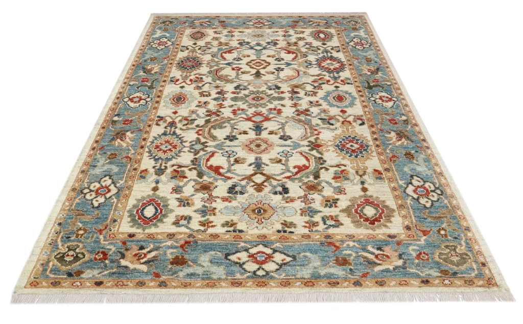 فرش دستباف ۵ متری تبریز رنگ کرم روشن