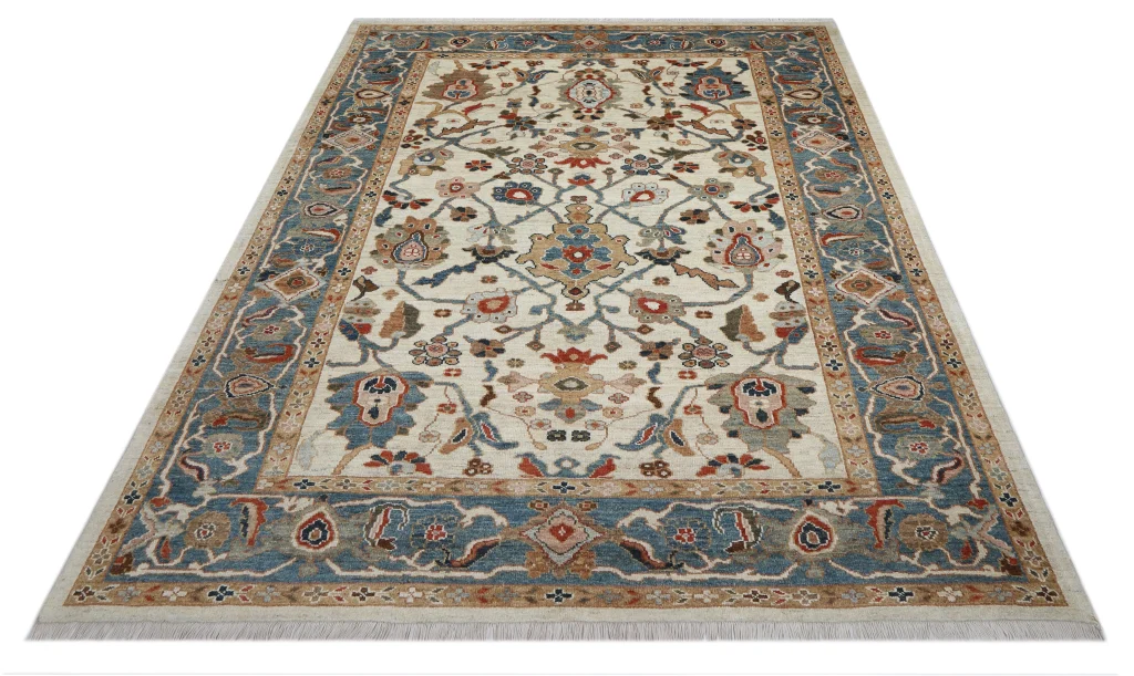 فرش دستباف ۸ متری تبریز رنگ آبی تیره