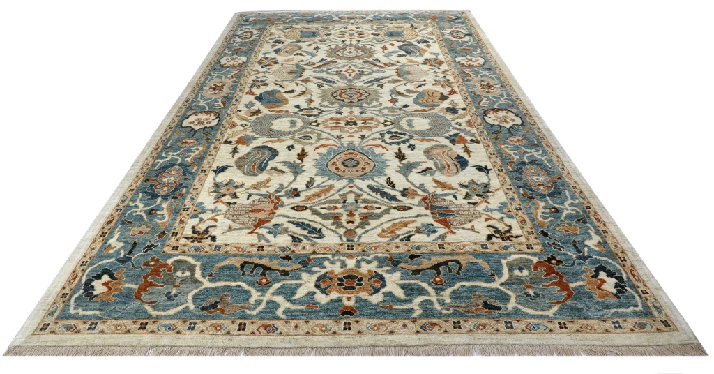 فرش دستباف بزرگ پارچه تبریز رنگ آبی تیره