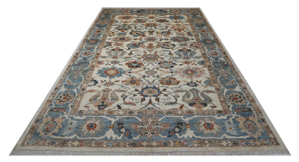 فرش دستباف تبریز 10 متری رنگ آبی خاکی