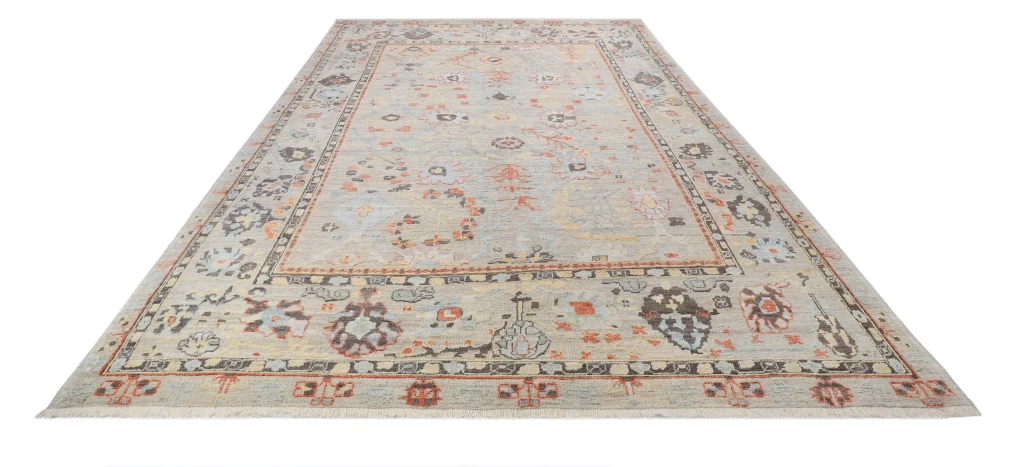 فرش دستباف سلطان‌آباد طرح هریس رنگ کرم