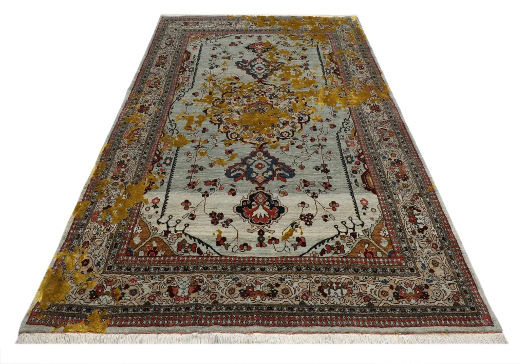 فرش دستباف کرک و ابریشم هفت رنگ فراهان