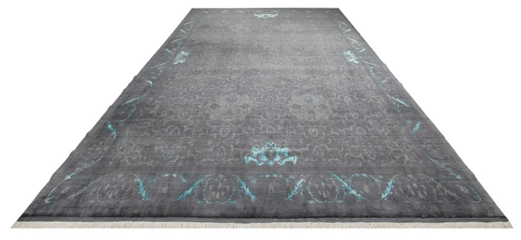 فرش دستباف کرک و ابریشم طرح پیچک