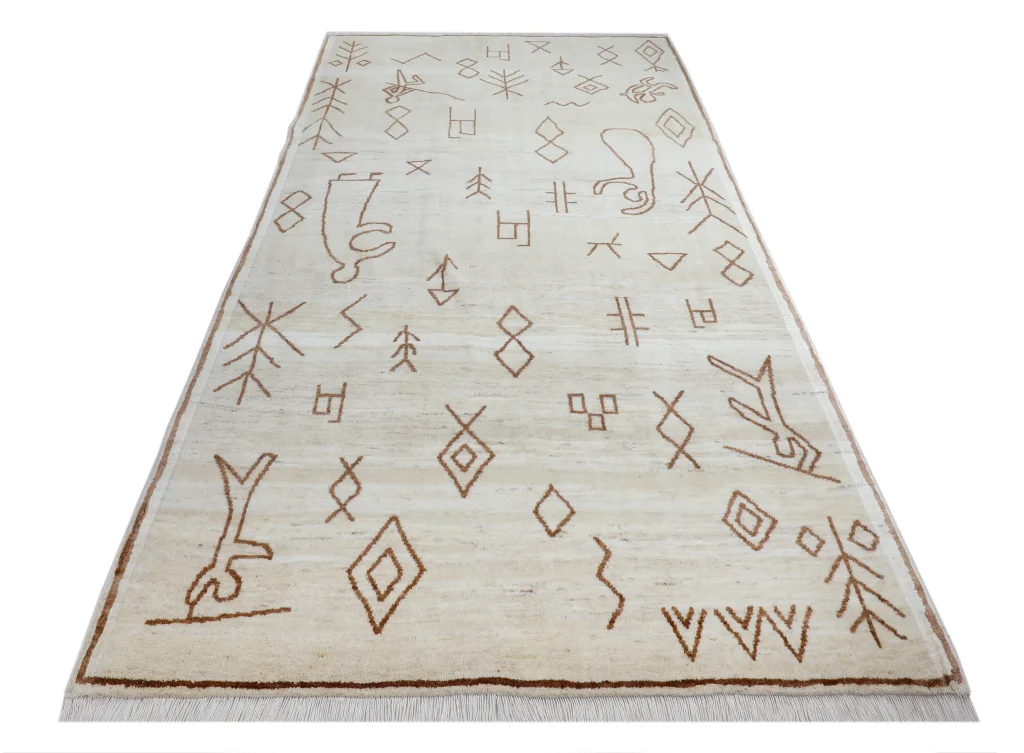 فرش دستبافت سلطان‌آباد طرح آفریقا کرم طوسی