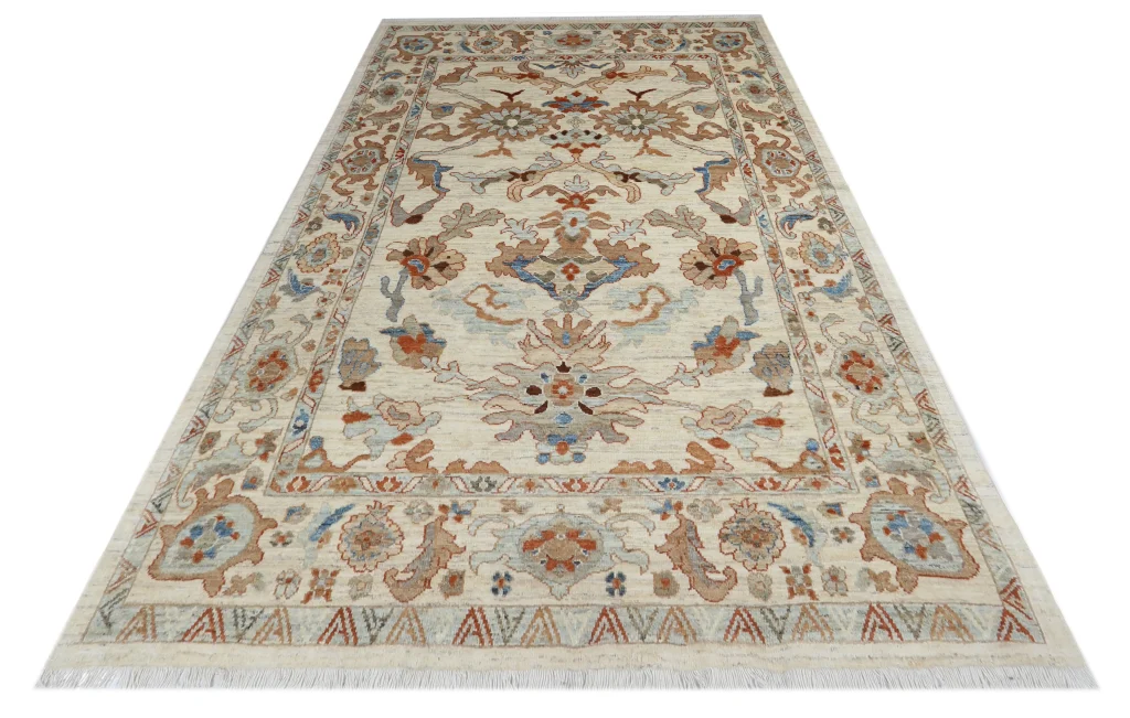 فرش دستبافت سلطان‌آباد طرح دستان بژ زیتونی