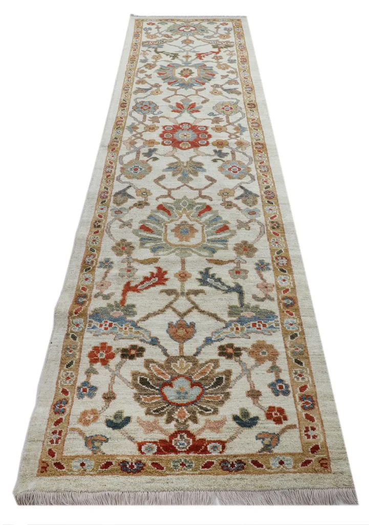 فرش دستباف سلطان آباد طرح رانر زمینه روشن