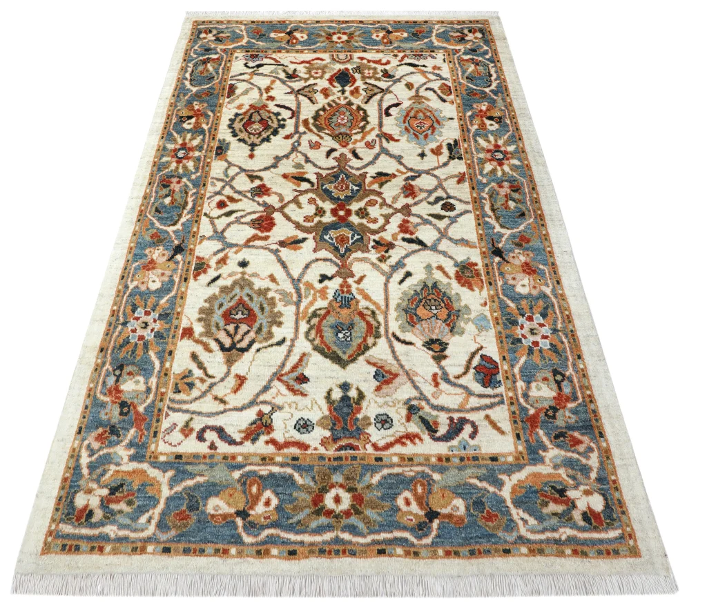 قالیچه دستبافت سلطان‌آباد رنگ آبی خاکستری